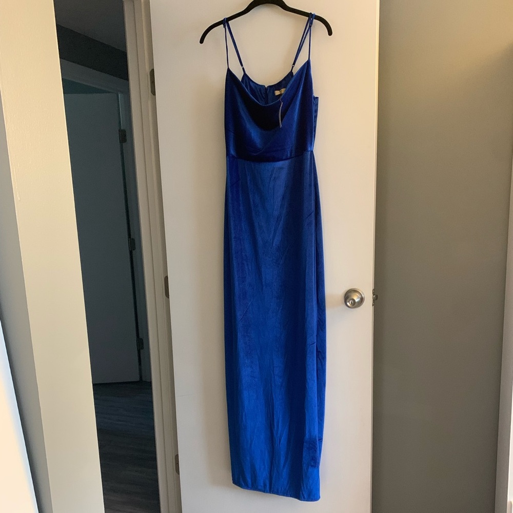 Velvet Blue Bridesmaid Dress
